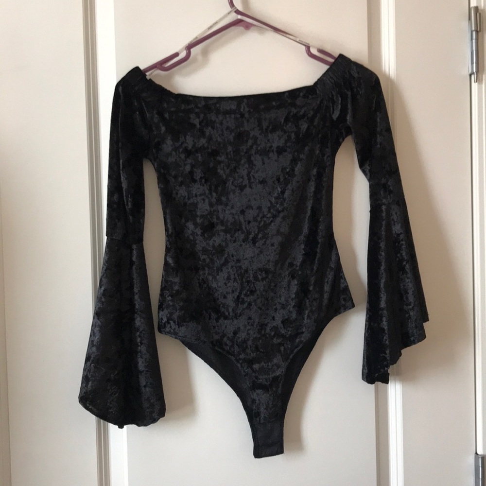 Black velvet body suit